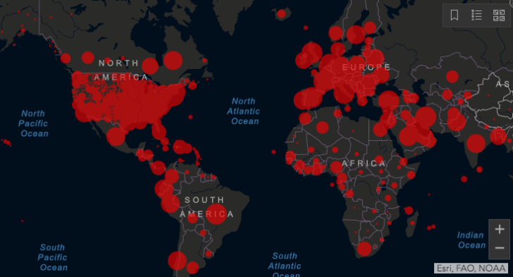 感染者 死者数が一目で分かる 新型コロナウィルスの世界地図 ニューヨーク便利帳